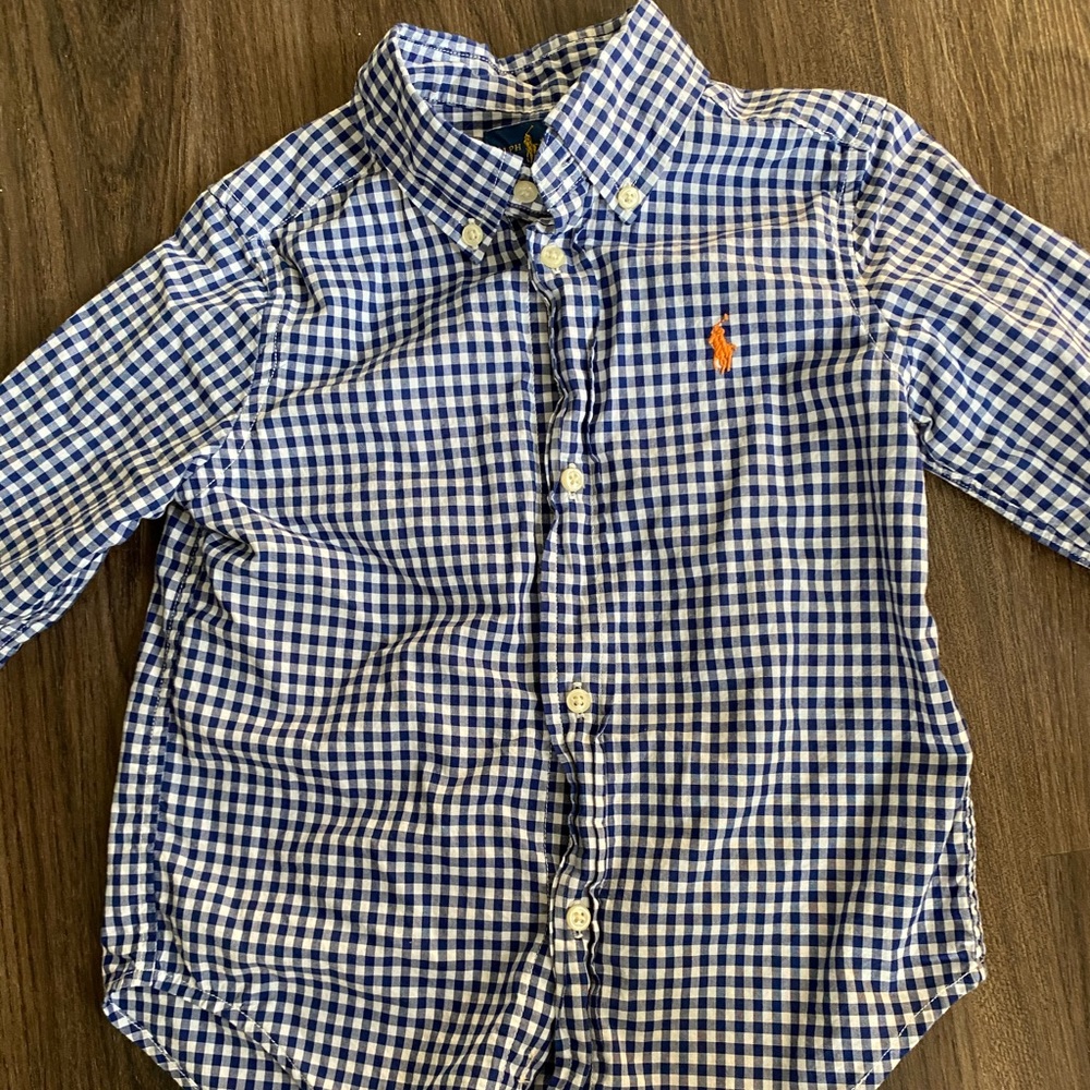 Toddler boy Ralph Lauren gingham collar shirt 3t
